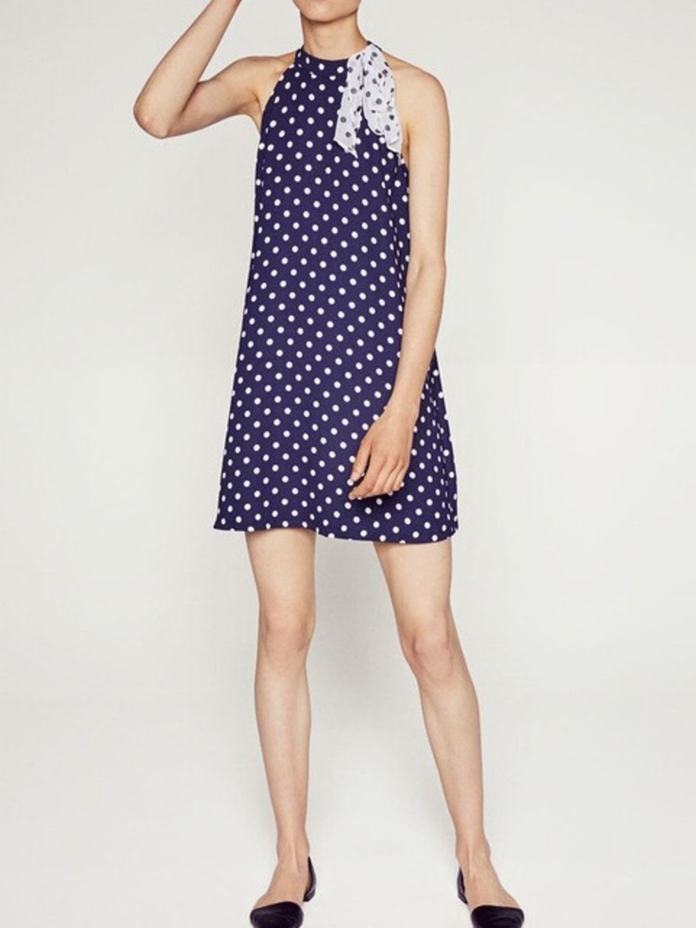 Zara Polka Dot Halter Neck Dress